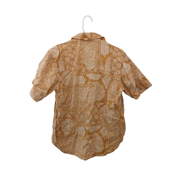 iLio Men's Button Up Shirt Orange White Pattern Short Sleeve Size S - Picture 2 of 5